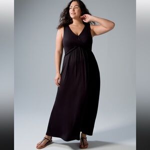 NWT Soma Black Soft Jersey V-Neck Twist Maxi Bra Dress